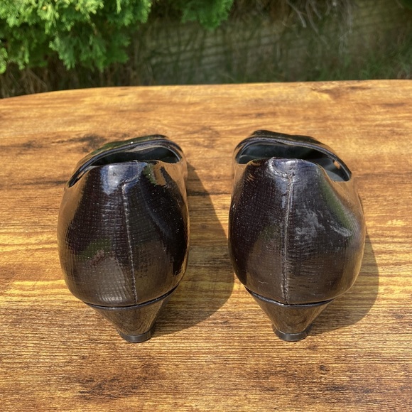 Cole Haan x Nike Air Metallic Peep Toe Wedge Sandal Black Patent Leather Size 7B - Picture 3 of 8